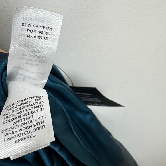 Lulus Stunning Arrival Dark Teal Satin Off The Shoulder Maxi Dress Formal S NWT - Picture 11 of 12